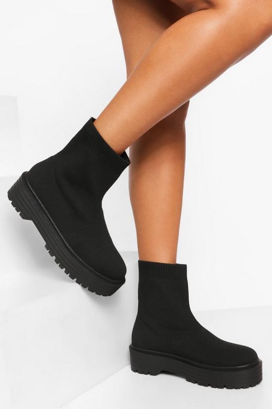boohoo Wide Fit Knitted Sock Boots 1