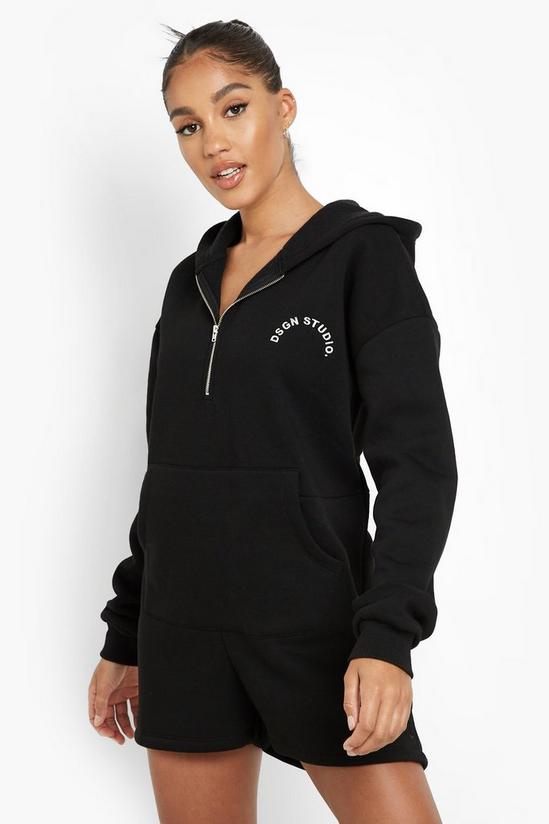 boohoo Embroidered Oversized Hooded Sweat Playsuit 1