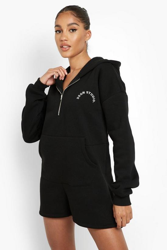 boohoo Embroidered Oversized Hooded Sweat Playsuit 4