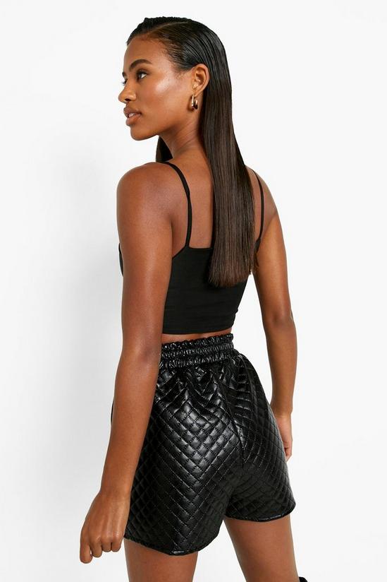 boohoo Quilted Pu Runner Shorts 2