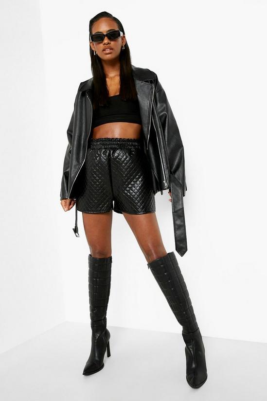 boohoo Quilted Pu Runner Shorts 3