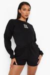 boohoo Oversized Embroidered Sweat Playsuit thumbnail 1