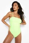 boohoo Strappy Bandeau One Shoulder Swimsuit thumbnail 1