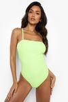 boohoo Strappy Bandeau One Shoulder Swimsuit thumbnail 3