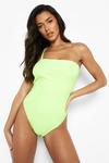 boohoo Strappy Bandeau One Shoulder Swimsuit thumbnail 4