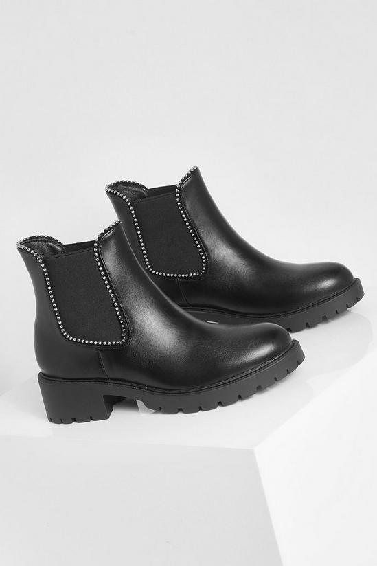 boohoo Wide Fit Studded Detail Chelsea Boots 3