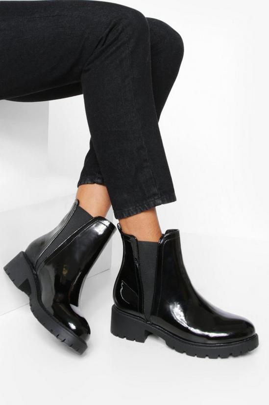 boohoo Wide Fit Patent Chelsea Boots 1