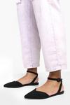 boohoo Ankle Strap Detail Pointed Toe Flats thumbnail 1
