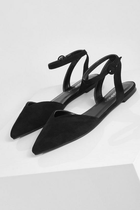 boohoo Ankle Strap Detail Pointed Toe Flats 2