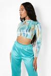 boohoo Printed Velour Back Cut Out Crop Top thumbnail 3