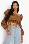 boohoo Woven Ruched Cropped Top thumbnail 1