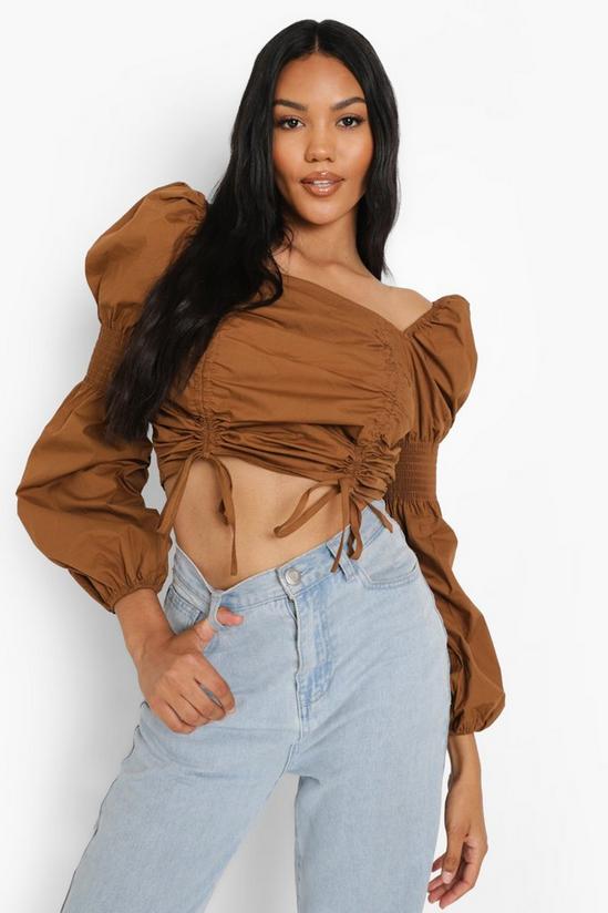 boohoo Woven Ruched Cropped Top 1