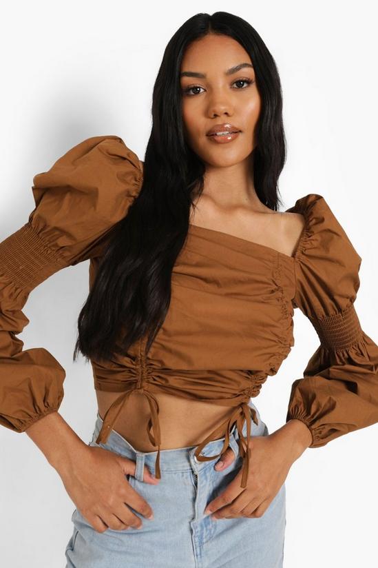 boohoo Woven Ruched Cropped Top 4