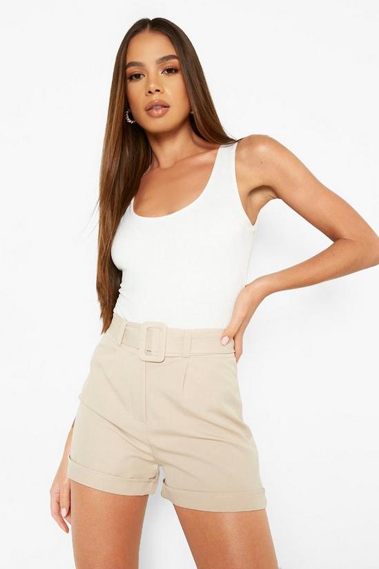 boohoo Self Fabric Belted Turn Up Shorts 3