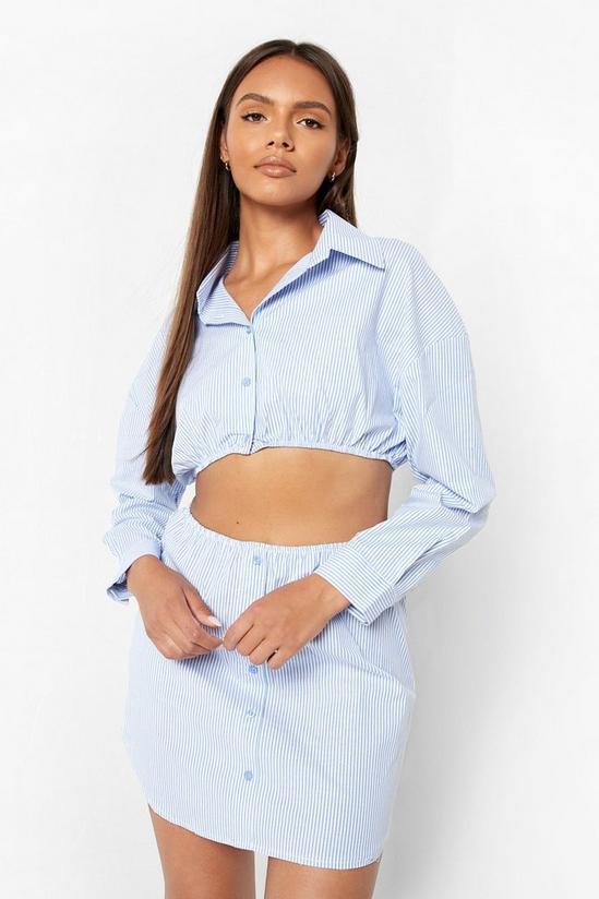 boohoo Cotton Stripe Crop Shirt & Skirt 1