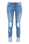 boohoo Mid Rise Distressed Knee And Ankle Skinny Jeans thumbnail 3