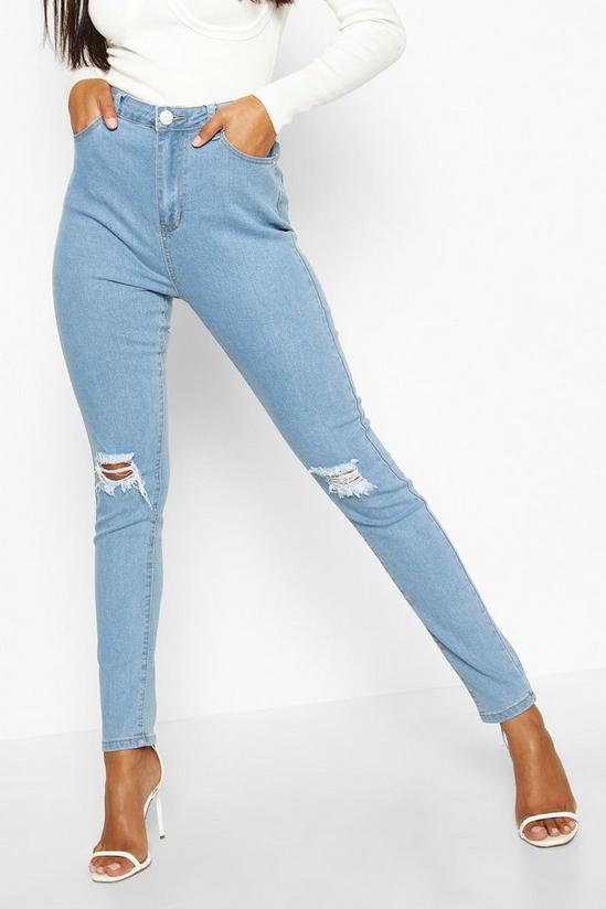 boohoo Basics High Waist Distressed Skinny Jeans 4