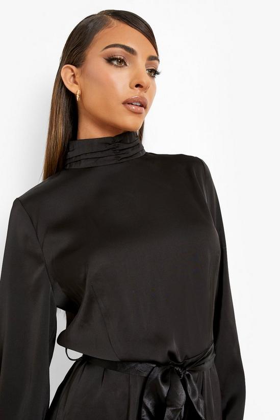 boohoo Satin Belted High Neck Playsuit 4