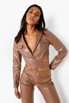 boohoo Leather Look Wrap Detail Top thumbnail 1