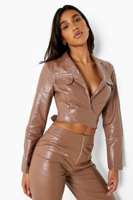 boohoo Leather Look Wrap Detail Top 4