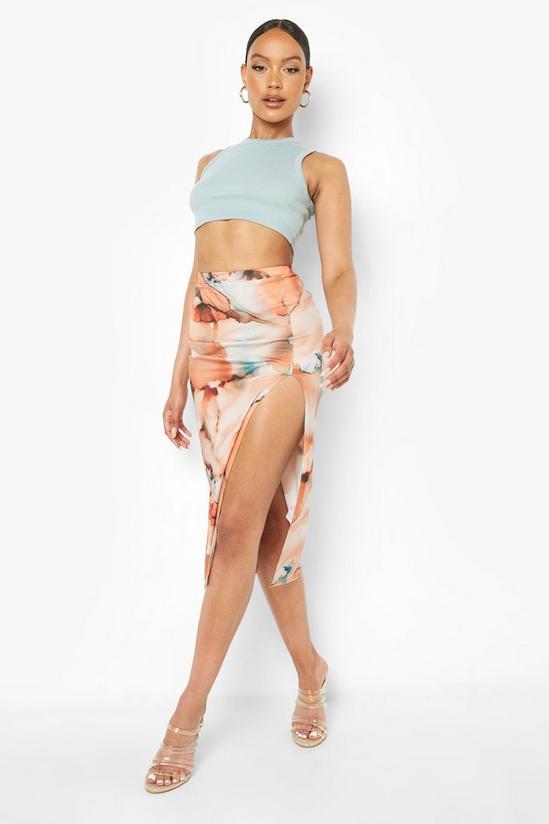 boohoo Marble Print High Split Jersey Midaxi Skirt 4