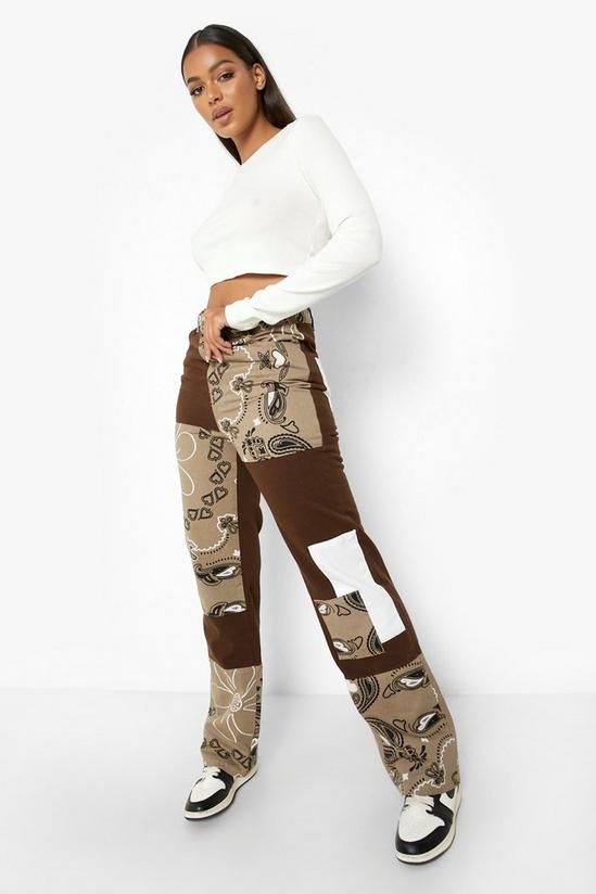 boohoo Bandanna Patchwork Reconstructed Jeans 3