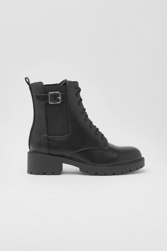 boohoo Buckle Detail Lace Up Hiker Boots 2