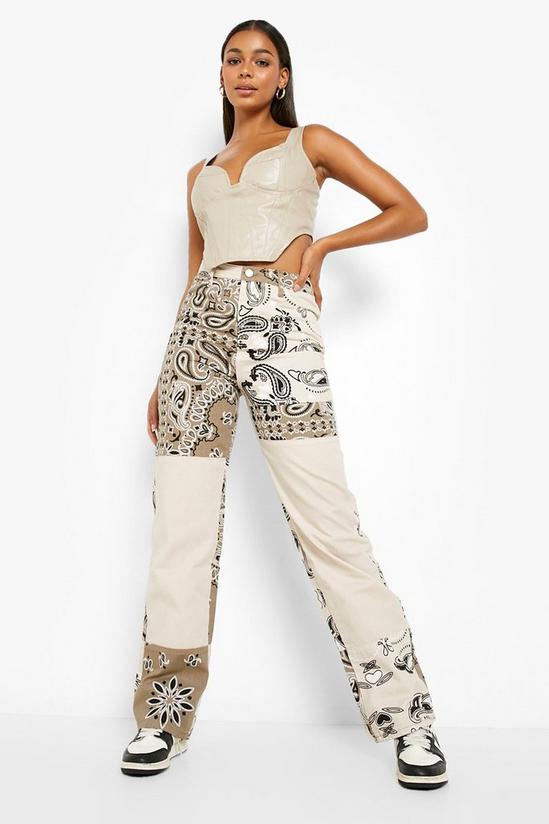 boohoo Bandanna Patchwork Reconstructed Jeans 1
