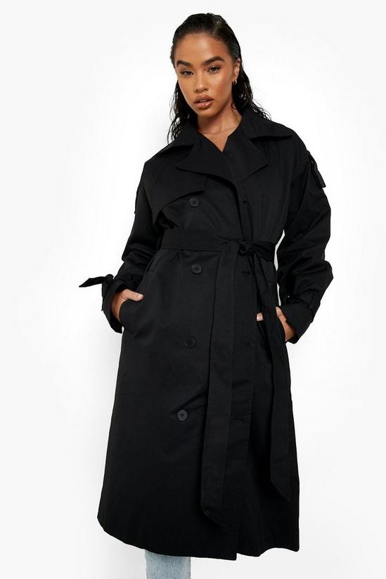 boohoo Tie Cuff Double Breasted Trench Coat 4