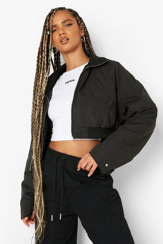 boohoo Cropped Padded Funnel Neck Bomber 1