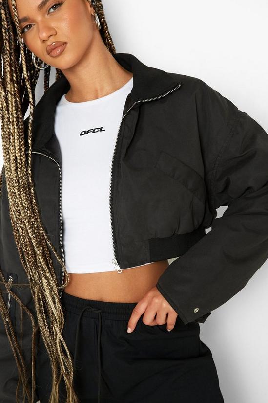 boohoo Cropped Padded Funnel Neck Bomber 4
