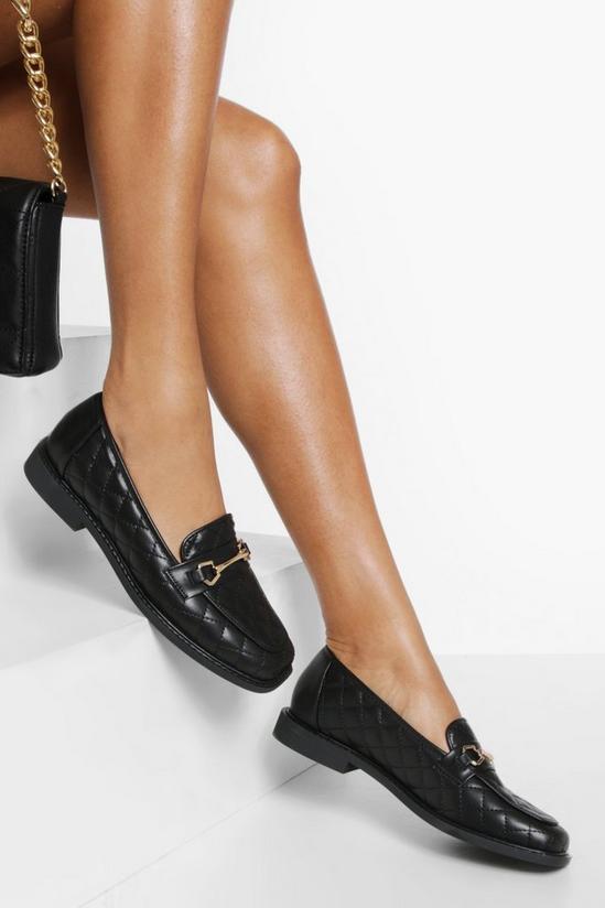 boohoo Quilted Bar Detail Loafers 1