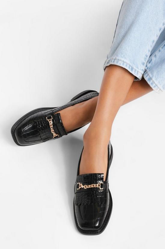 boohoo Croc Chain Detail Loafers 1