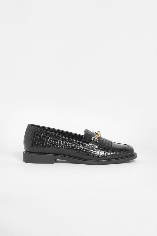 boohoo Croc Chain Detail Loafers 2