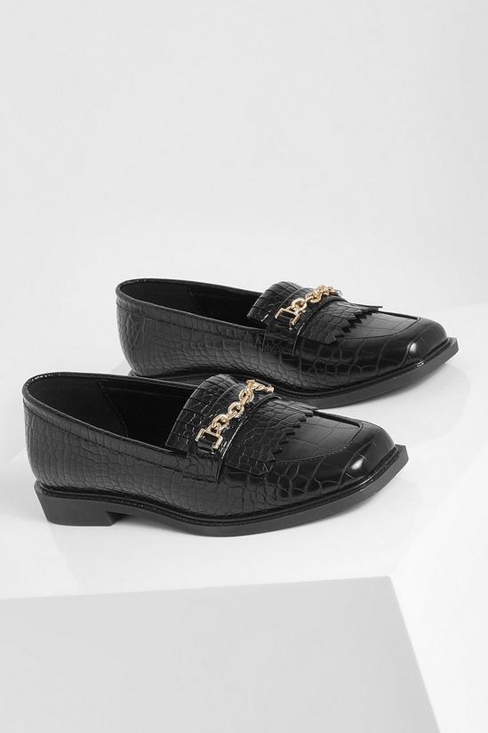 boohoo Croc Chain Detail Loafers 3