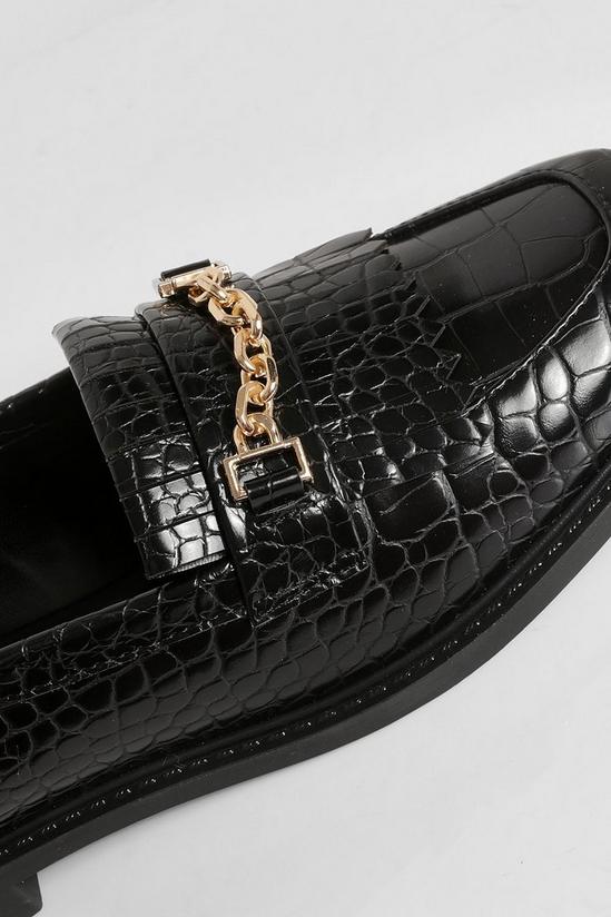 boohoo Croc Chain Detail Loafers 5