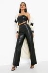 boohoo Faux Leather Strap Waist Leather Look Trousers thumbnail 1