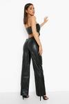 boohoo Faux Leather Strap Waist Leather Look Trousers thumbnail 2