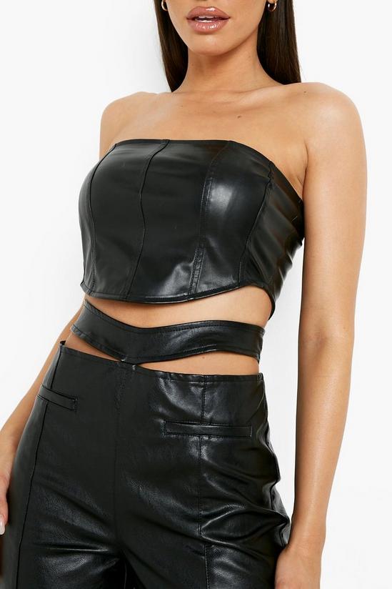 boohoo Faux Leather Strap Waist Leather Look Trousers 4