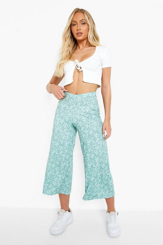 boohoo Ditsy Floral Print Jersey Culotte 1