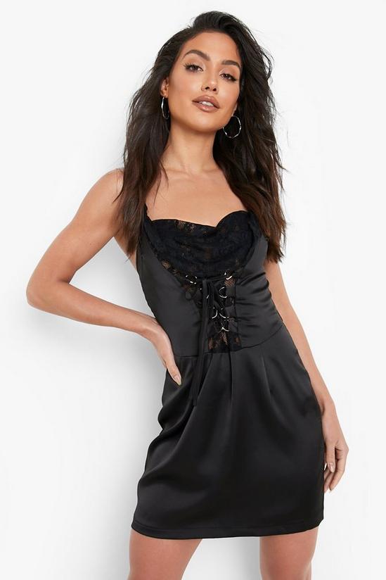 boohoo Cowl Neck Lace Detail Dress 1