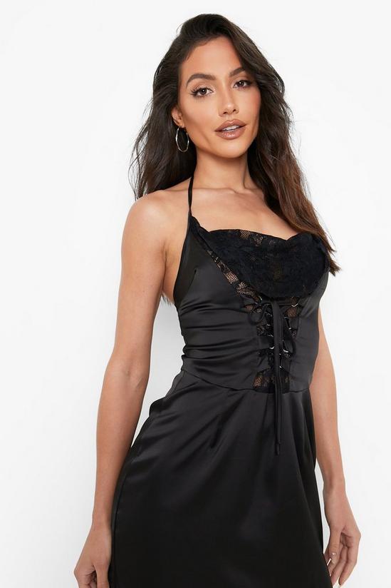 boohoo Cowl Neck Lace Detail Dress 4