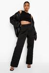 boohoo Quilted Satin Straight Leg Trouser thumbnail 1