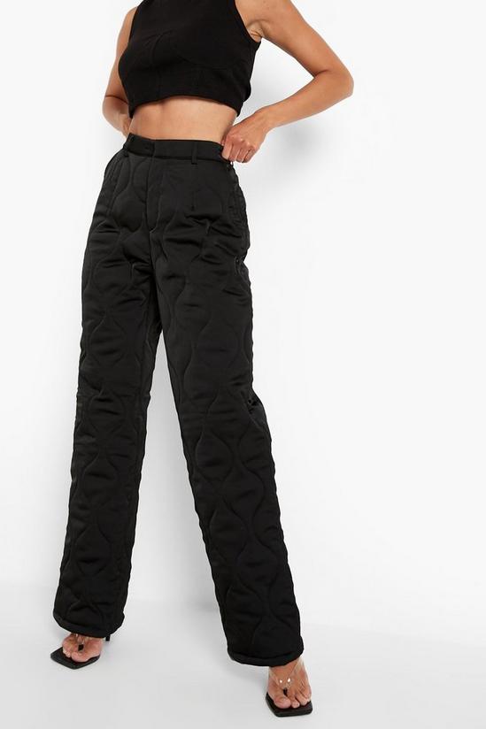 boohoo Quilted Satin Straight Leg Trouser 4