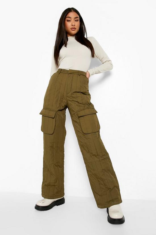 boohoo Quilted Satin Cargo Trouser 1