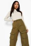 boohoo Quilted Satin Cargo Trouser thumbnail 4