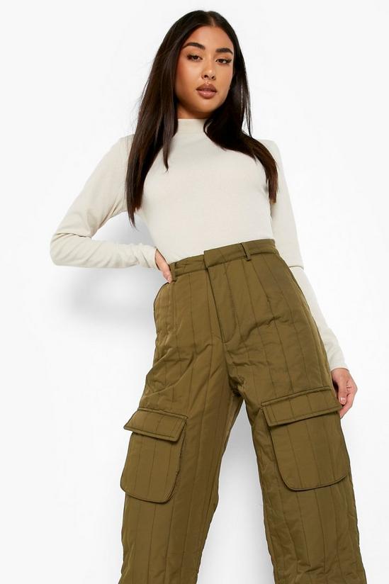 boohoo Quilted Satin Cargo Trouser 4