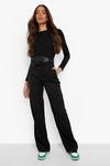 boohoo Belted Bum Bag Woven Casual Straight Fit Trousers thumbnail 1