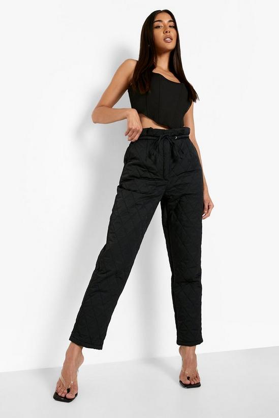 boohoo Quilted Paperbag Waist Cigarette Trouser 3