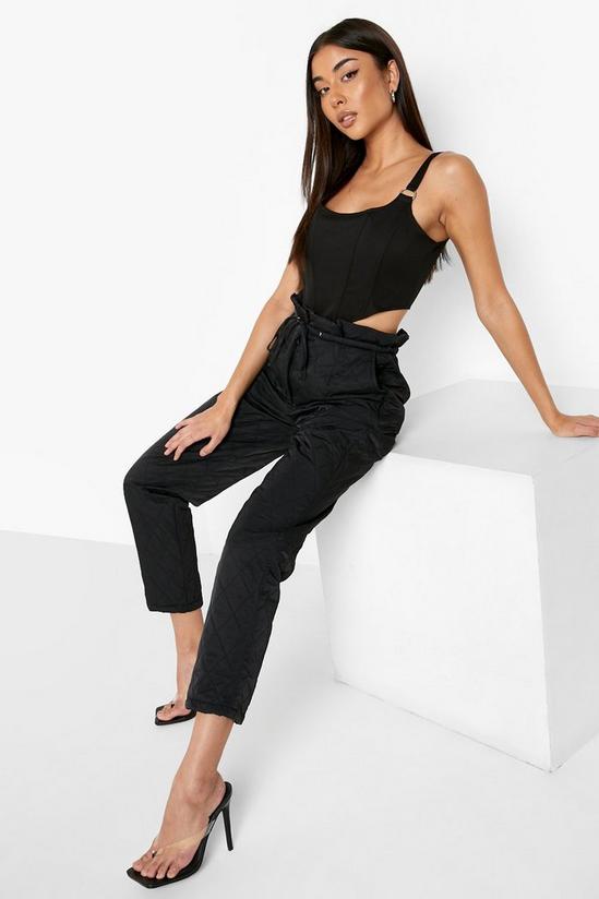 boohoo Quilted Paperbag Waist Cigarette Trouser 4